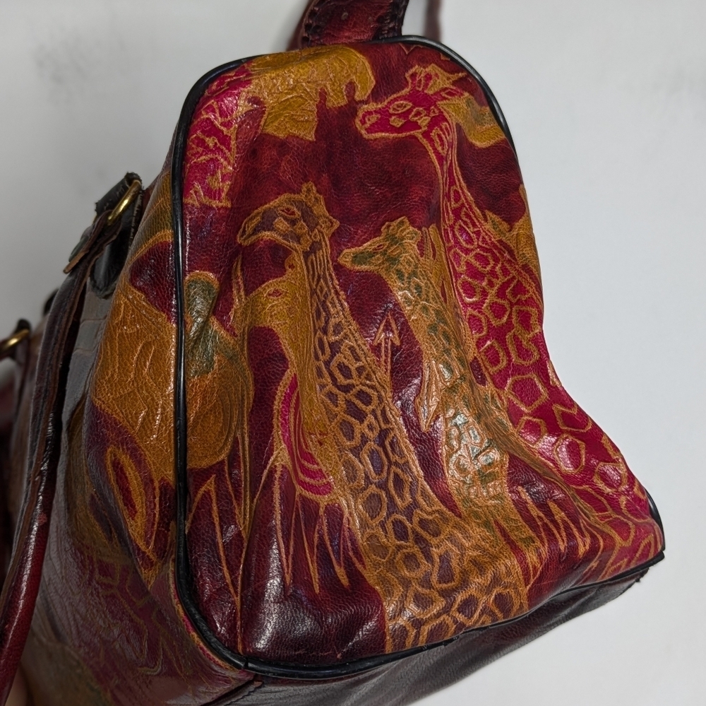 Vintage Red Green Giraffe Design Small Handbag - Picture 4 of 11